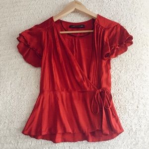 ZARA✨Silk Tie Shirt